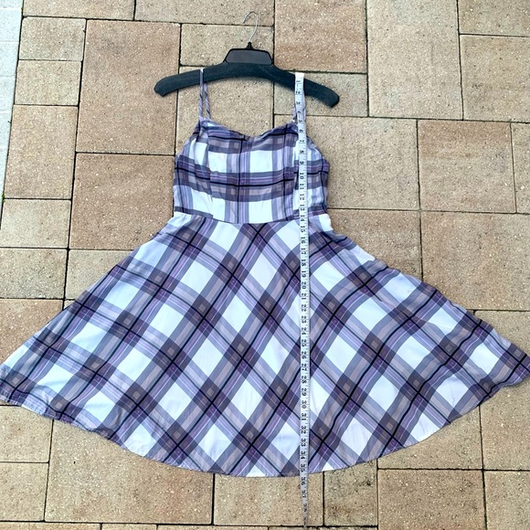 Old Navy grey & white plaid skater dress  Size M - Picture 1 of 10